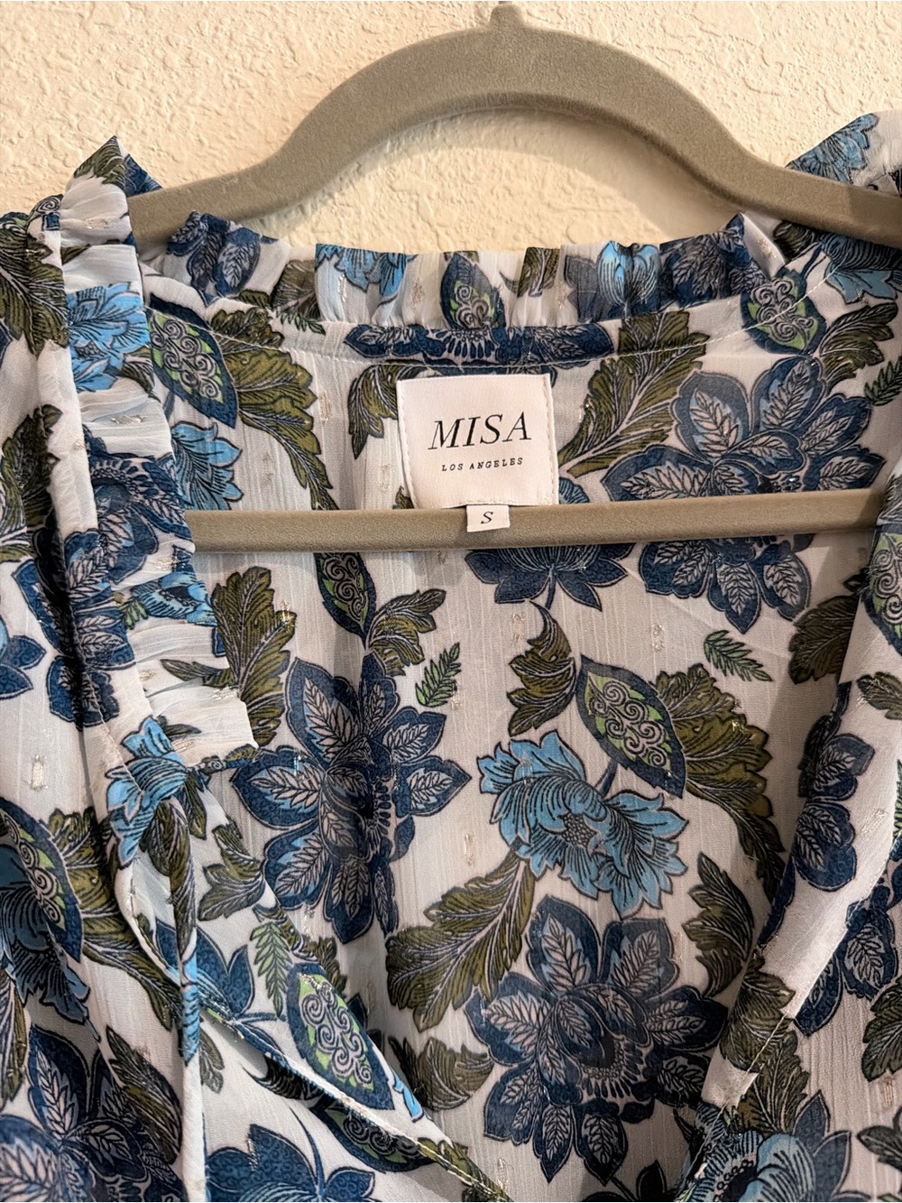 Misa Los Angeles Floral dress in Blue and White - Picture 2 of 3